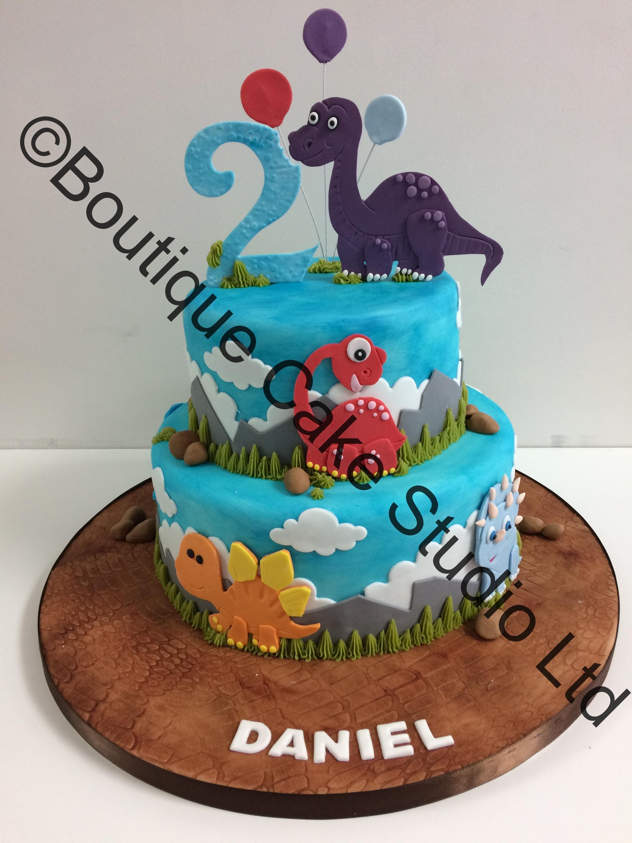 Friendly Dinosaur Stacked Cake