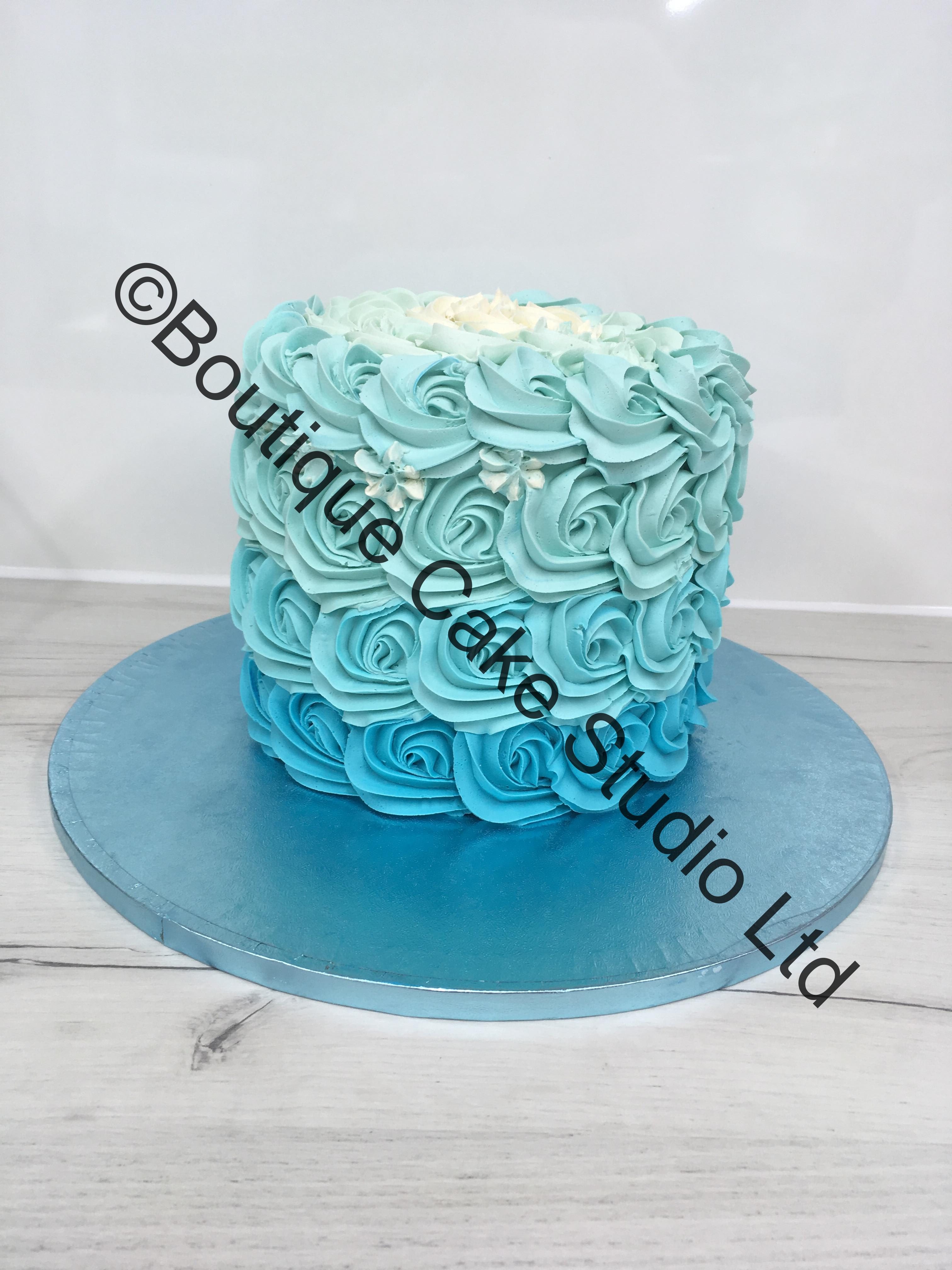 Blue Ombre Buttercream Cake