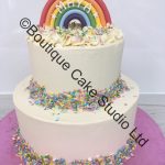 Buttercream Stacked Cake with Rainbow and Sprinkles