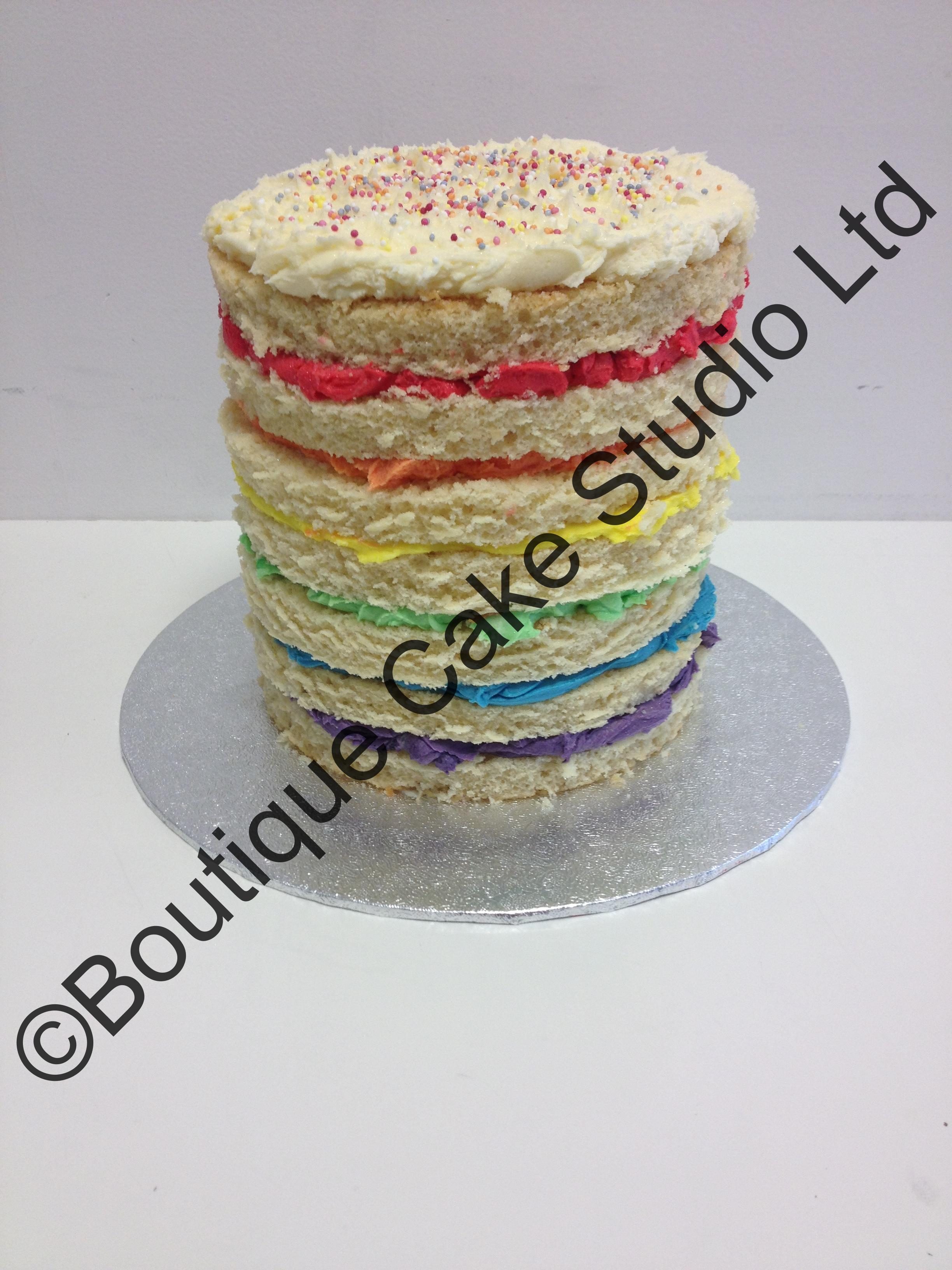 Naked Vanilla Sponge with Rainbow Buttercream Cake Smash Cake