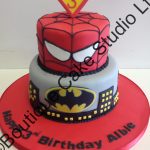 Spiderman and Batman themed Cake