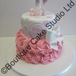 Pink Buttercream Swirl Baby Shower Cake with Giraffe