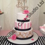 Damask and Striped Stacked Cake