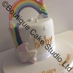 Baby Shower Extra Height Cake with Rainbow and Pram