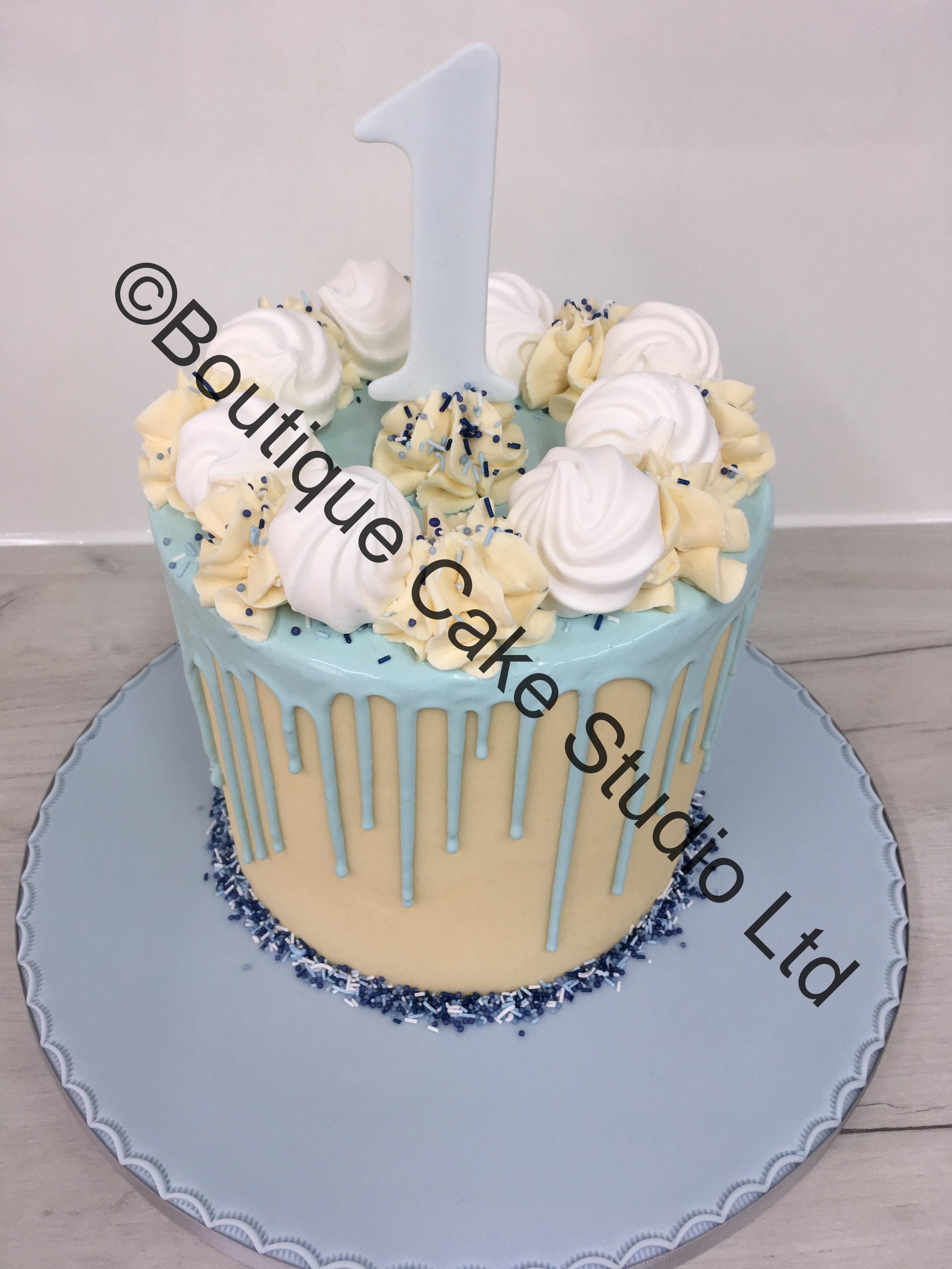 Baby Blue Drip Cake
