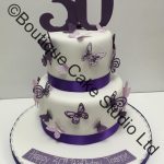 Purple Butterfly themed stacked Cake