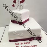 Square Offset 40th Wedding Anniversary Cake