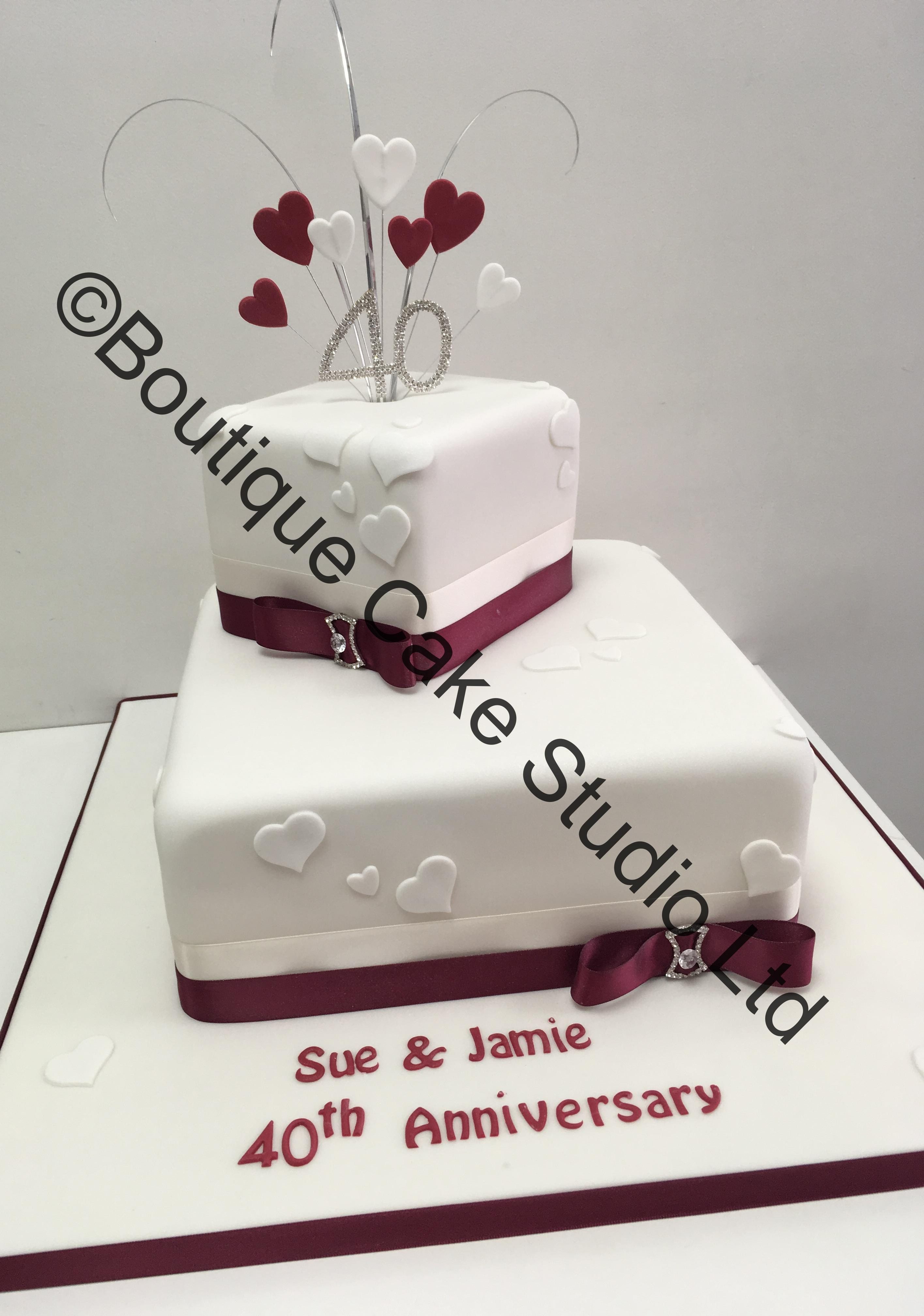 Square Offset 40th Wedding Anniversary Cake