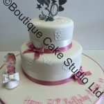 Brush embroidery stacked cake with matching shoe