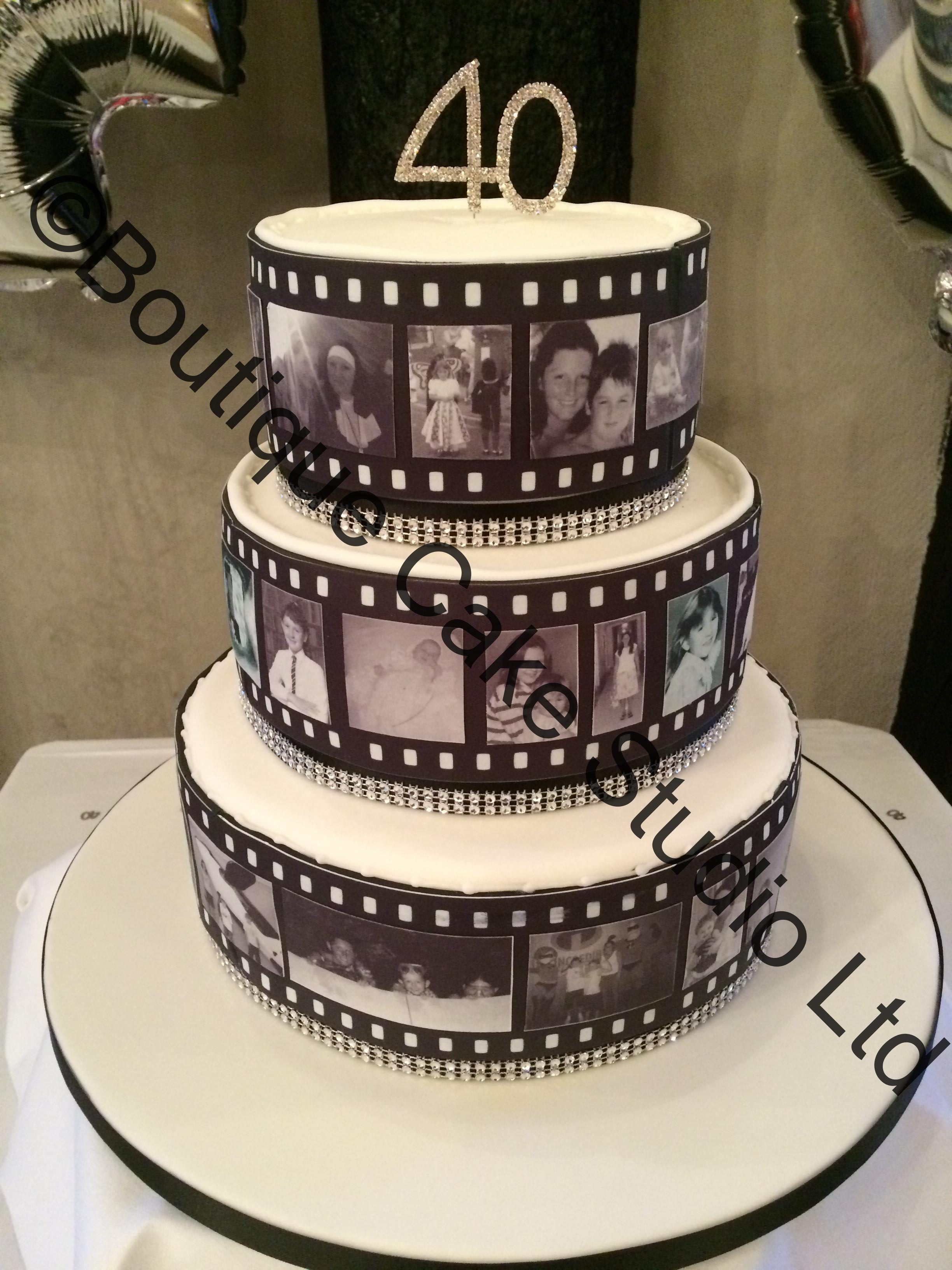 Straight photo reel stacked cake