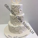 Pearl Wedding Anniversary Stacked Cake with Hearts
