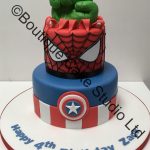 Stacked Superhero Cake with Hulk Fist