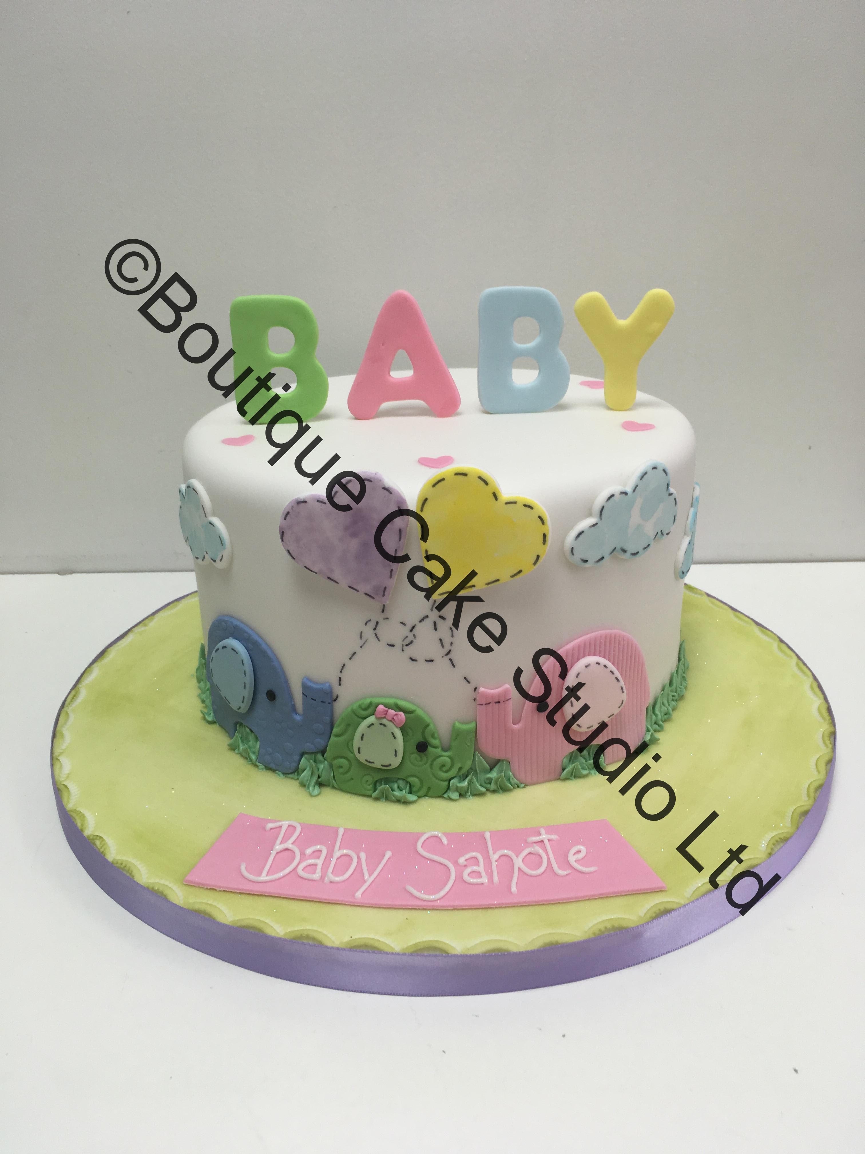 Cute Elephant Baby Shower Cake