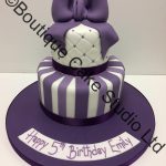 Purple Stripes and Bow Stacked Cake