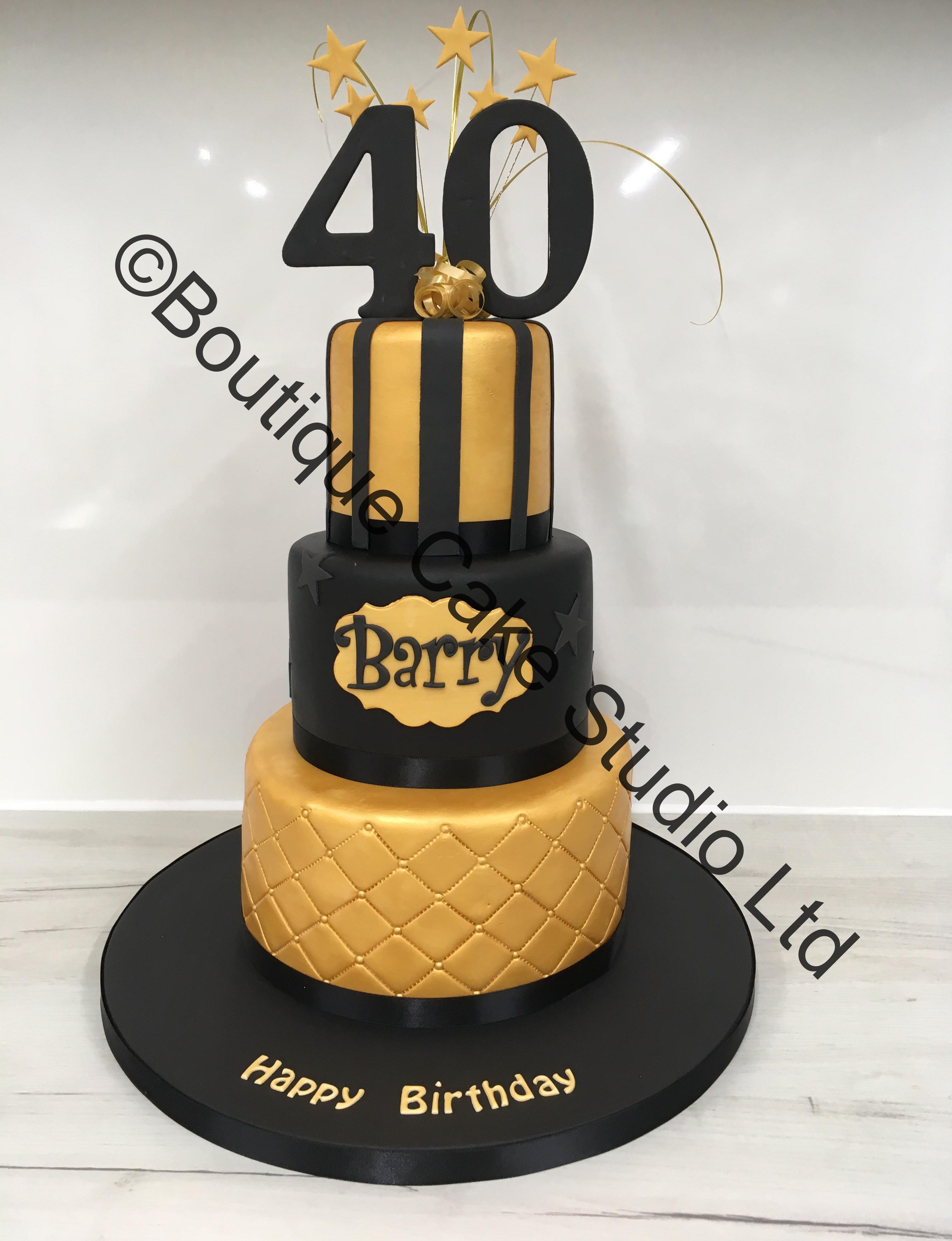 Black and Gold Stacked Cake