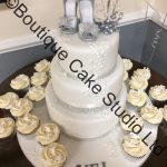 Stacked Cake with Silver Shoes and Puzzle Pieces