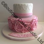 Pink Rolled Rose Stacked Cake
