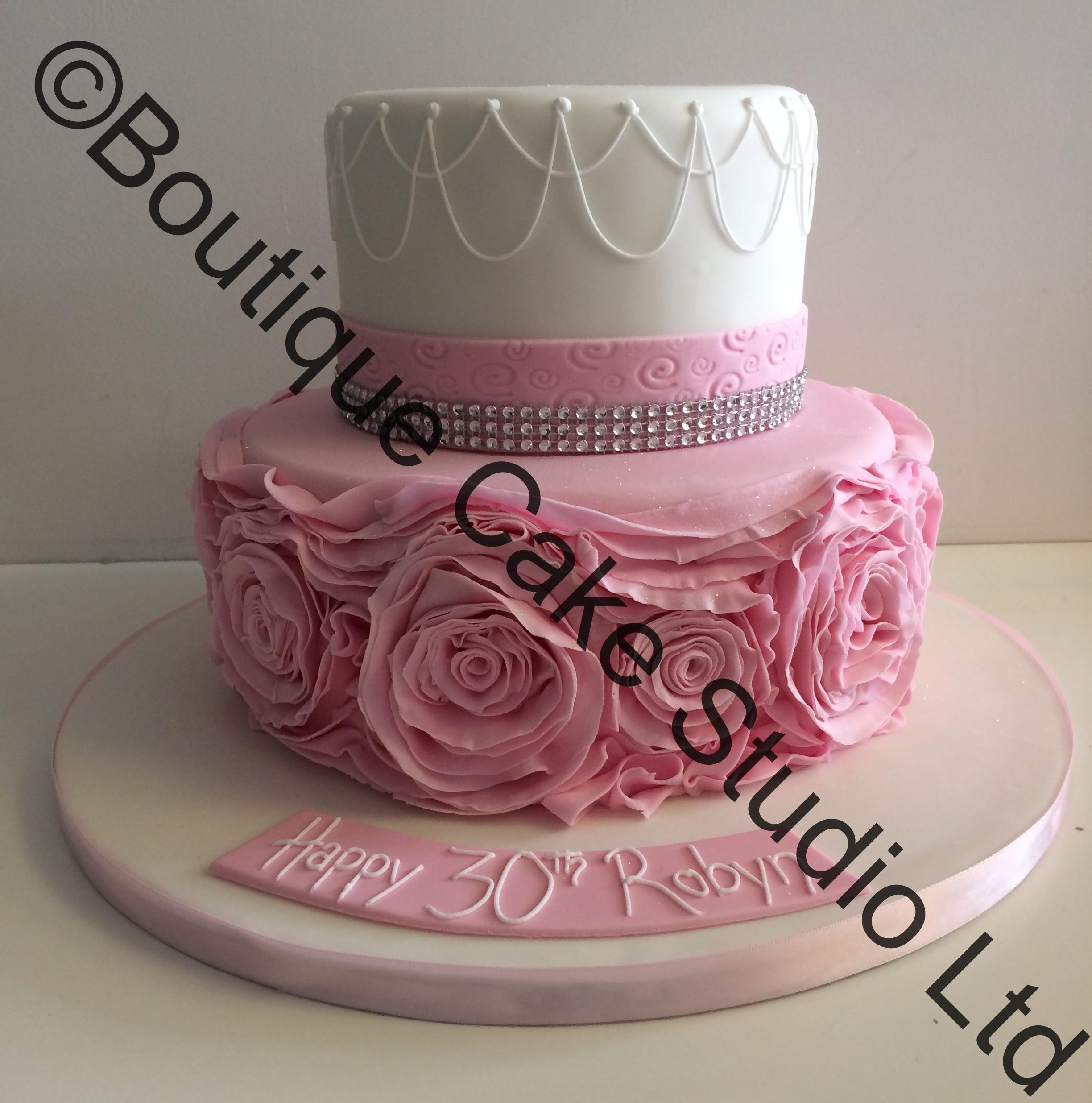 Pink Rolled Rose Stacked Cake