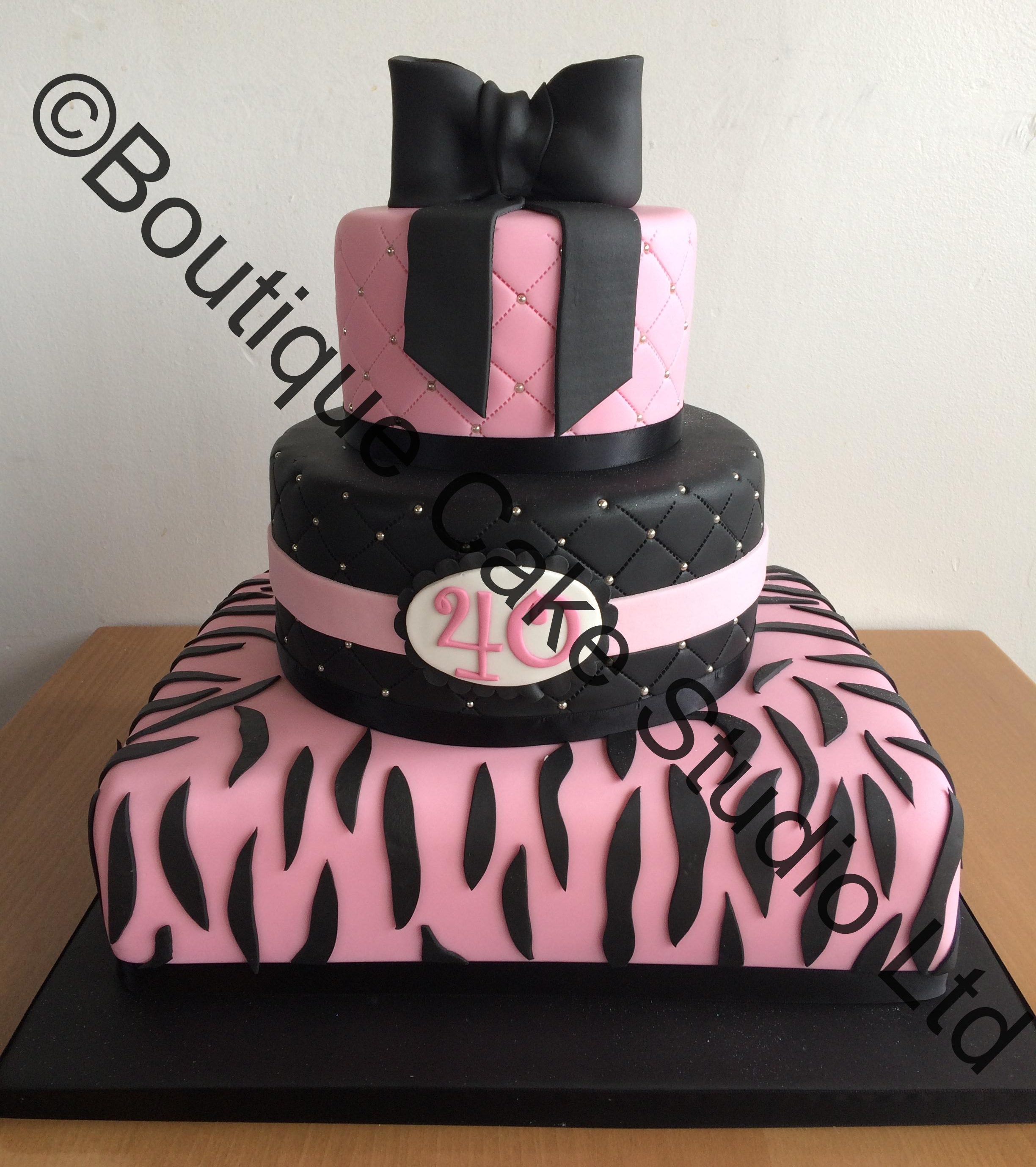 Zebra Print, and Bow Stacked Cake