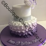 Purple and White Petal Stacked Cake