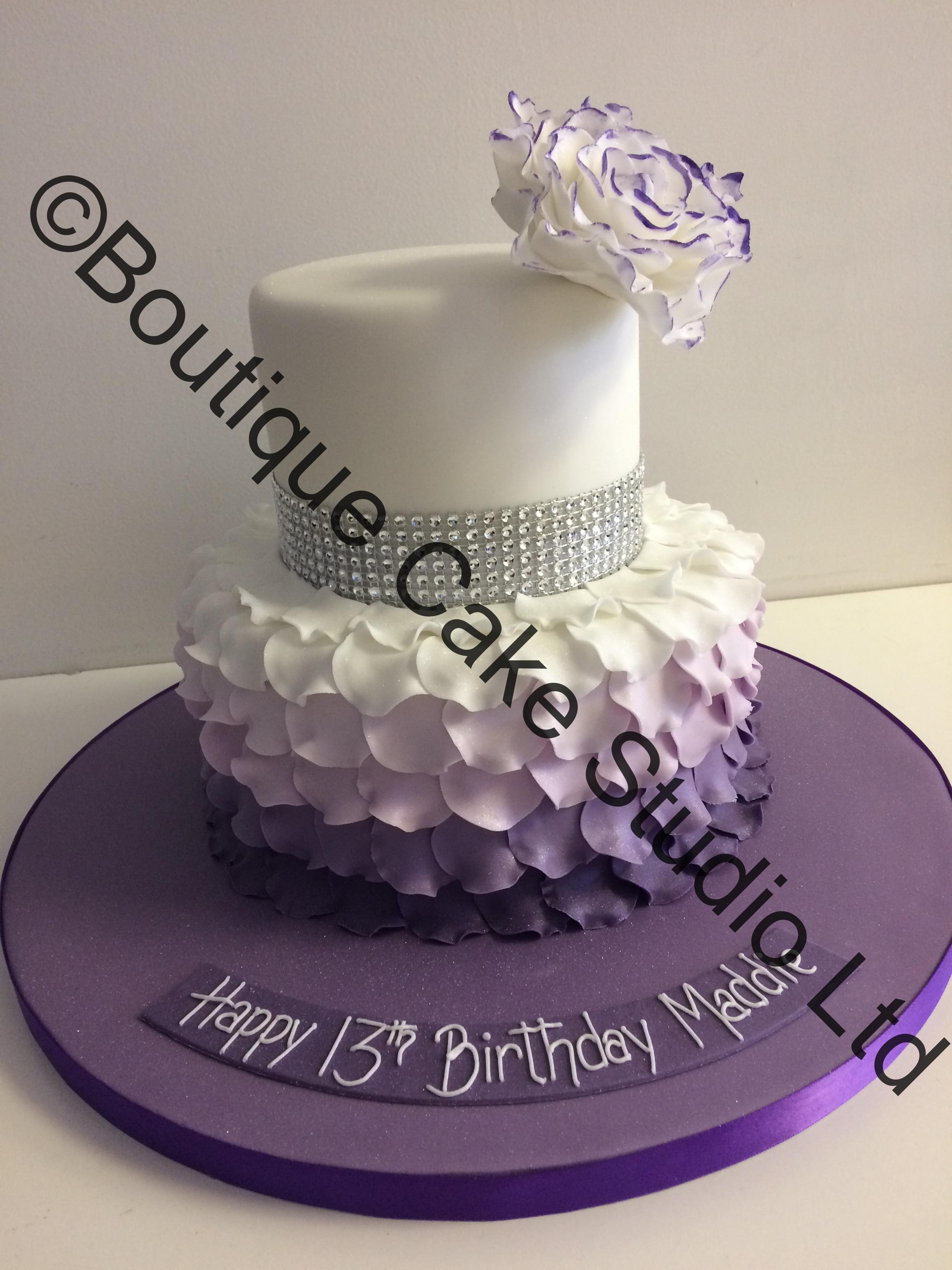 Purple and White Petal Stacked Cake