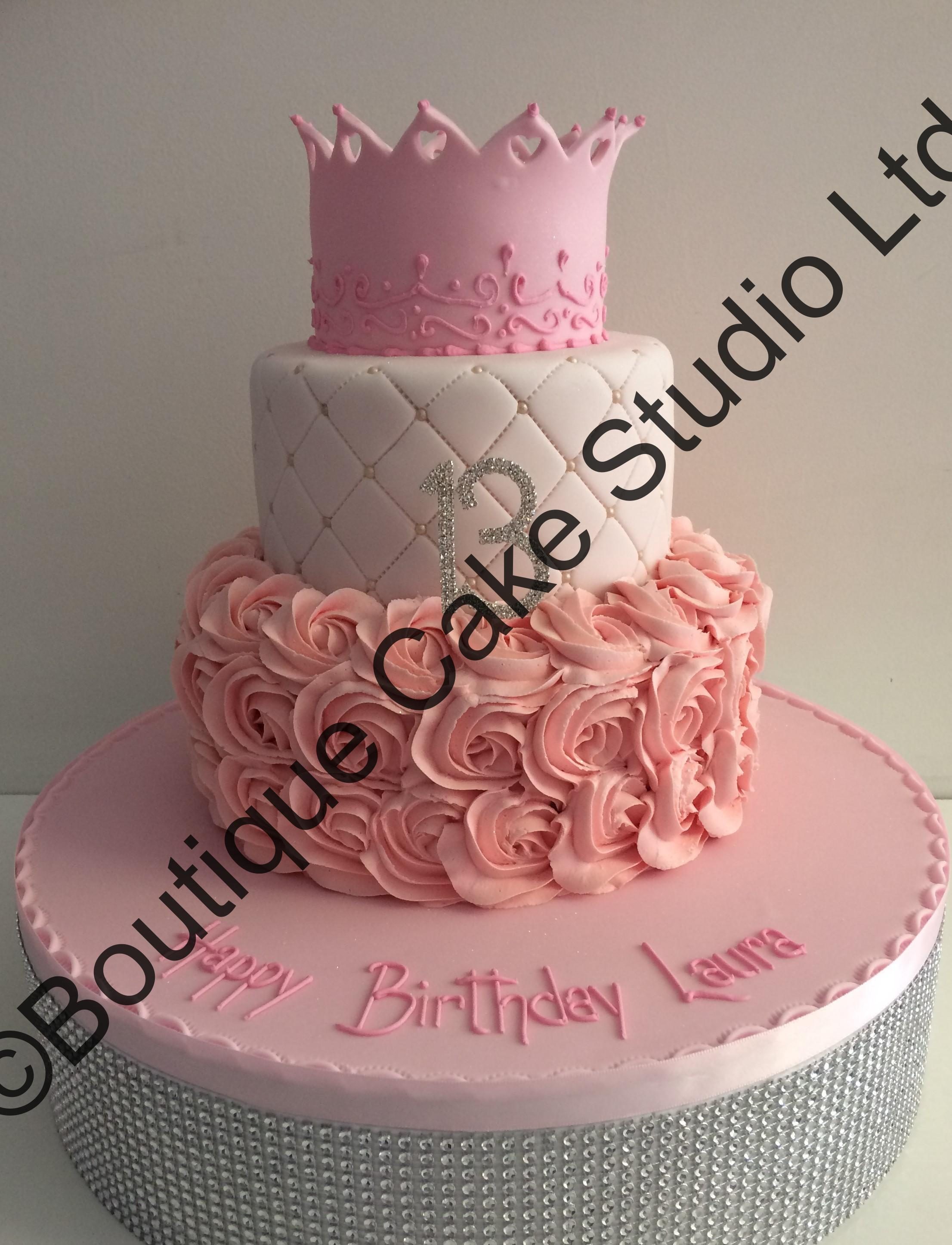 Stacked Buttercream Swirl, Trellis and Crown Cake