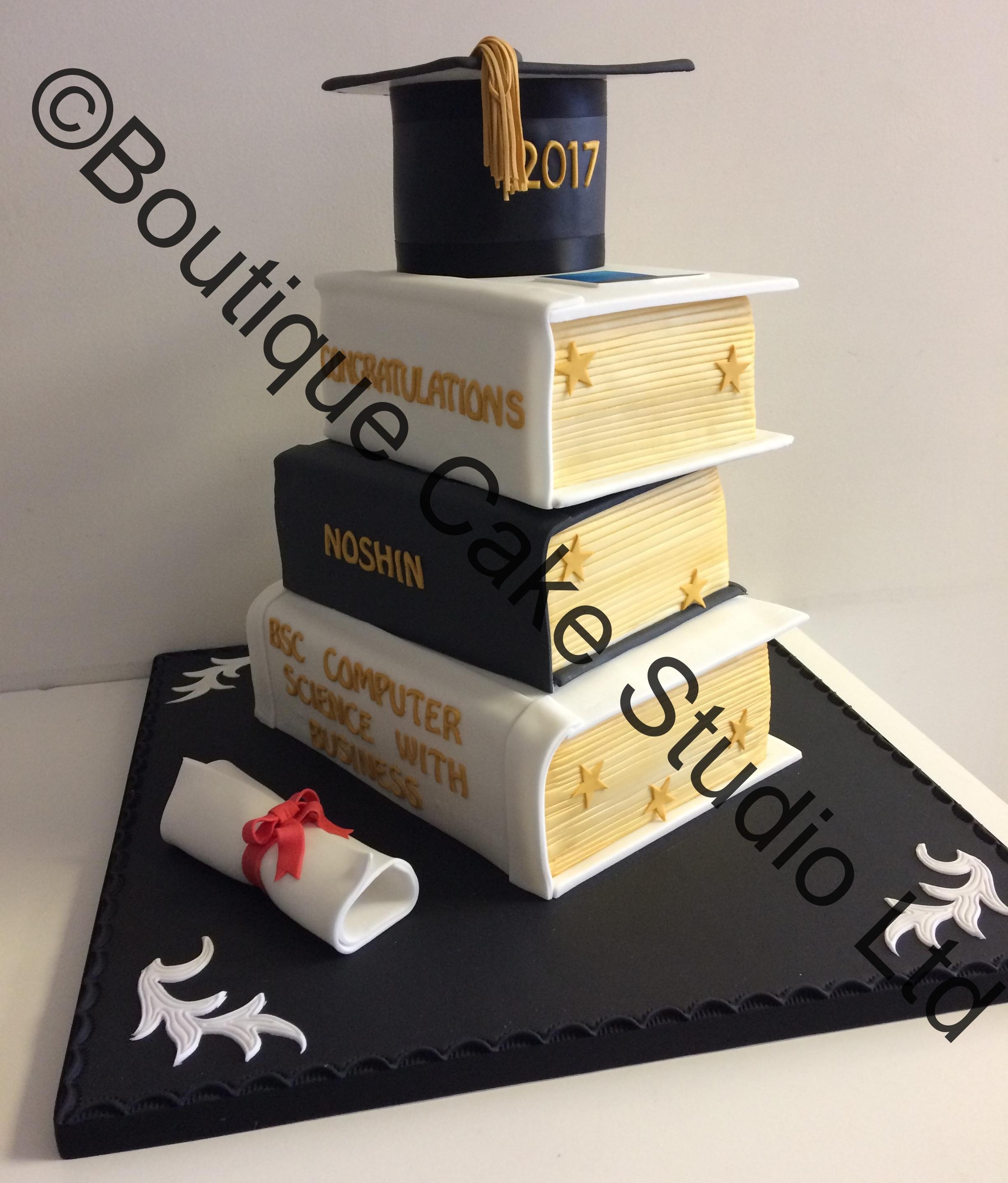 Stacked Book Graduation Cake