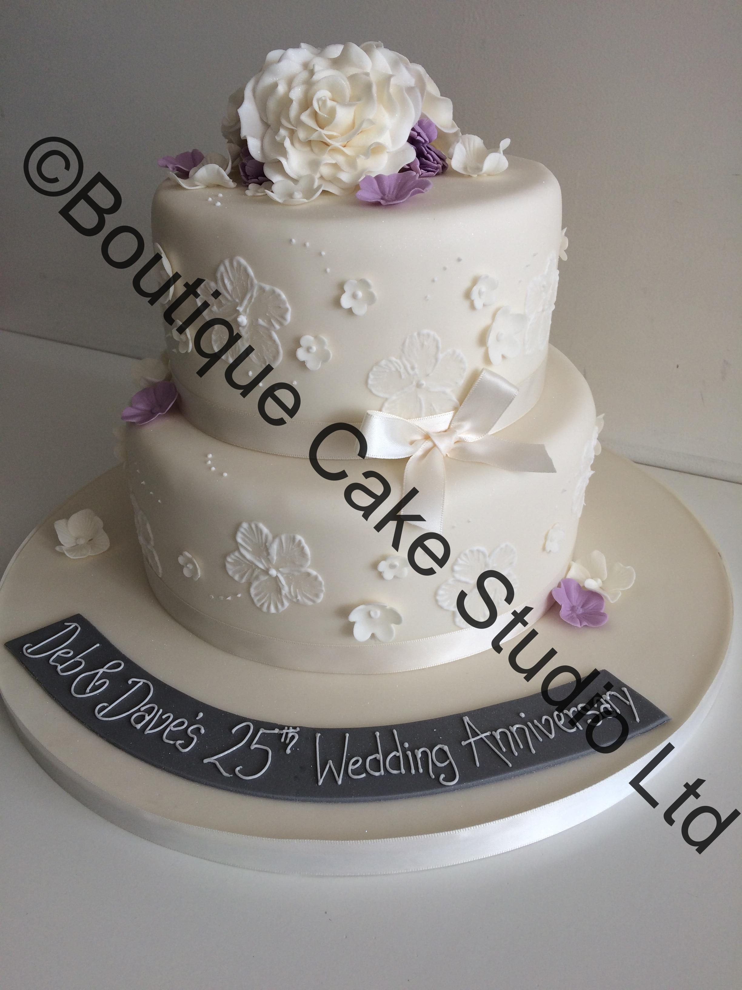 25th Wedding Anniversary Stacked Cake with brush