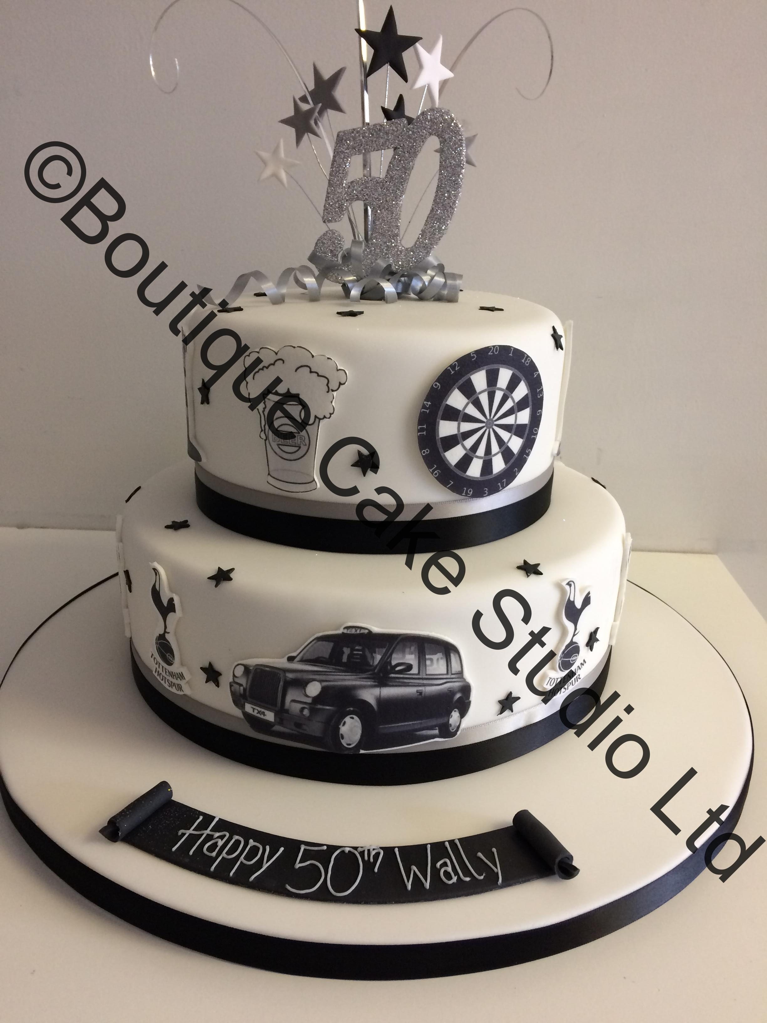 Darts, Beer and Taxi Stacked Cake