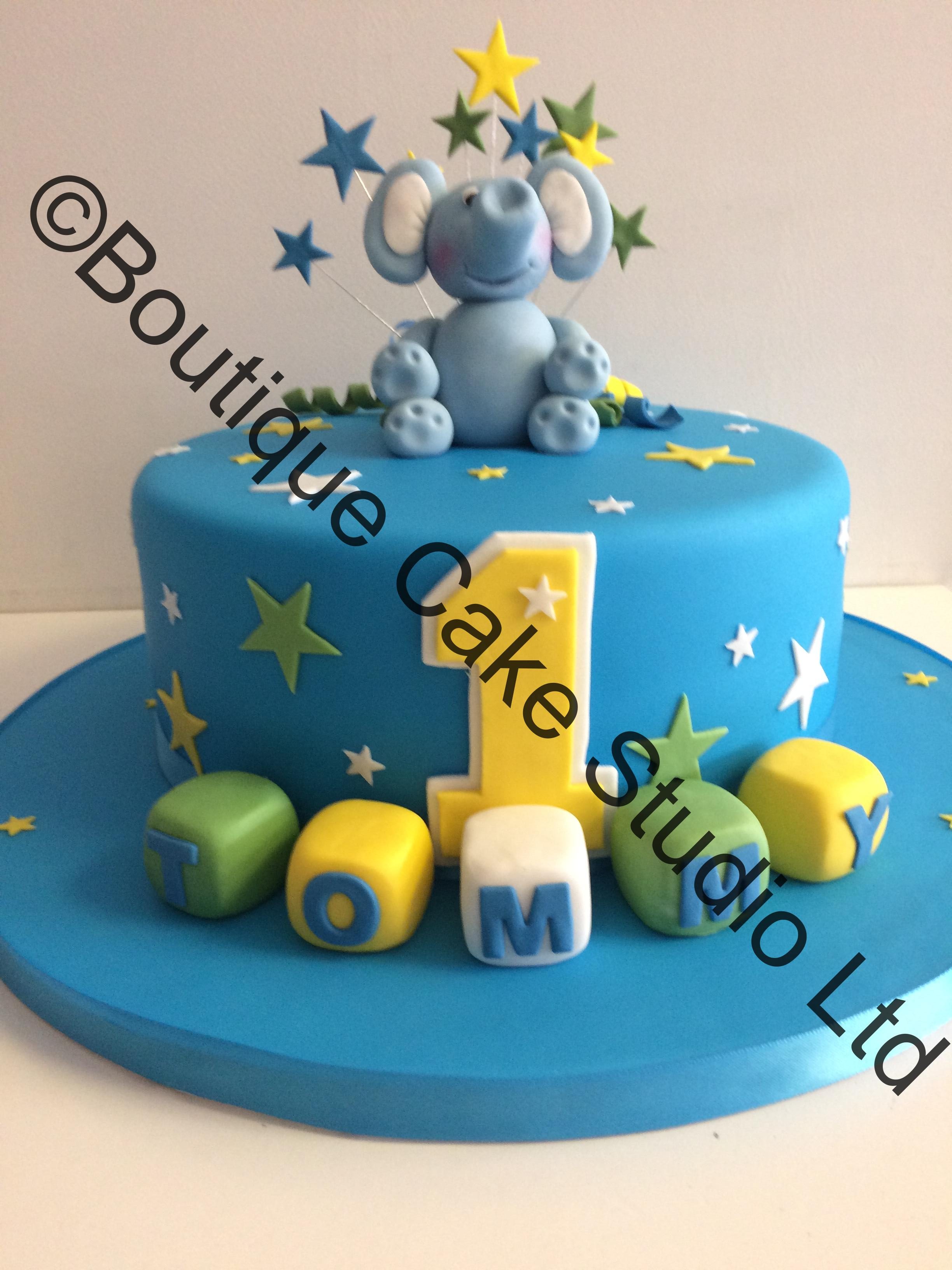 1st Birthday cake with Sugar Elephant