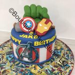 Avengers themed Cake with Covered Cartoon Board
