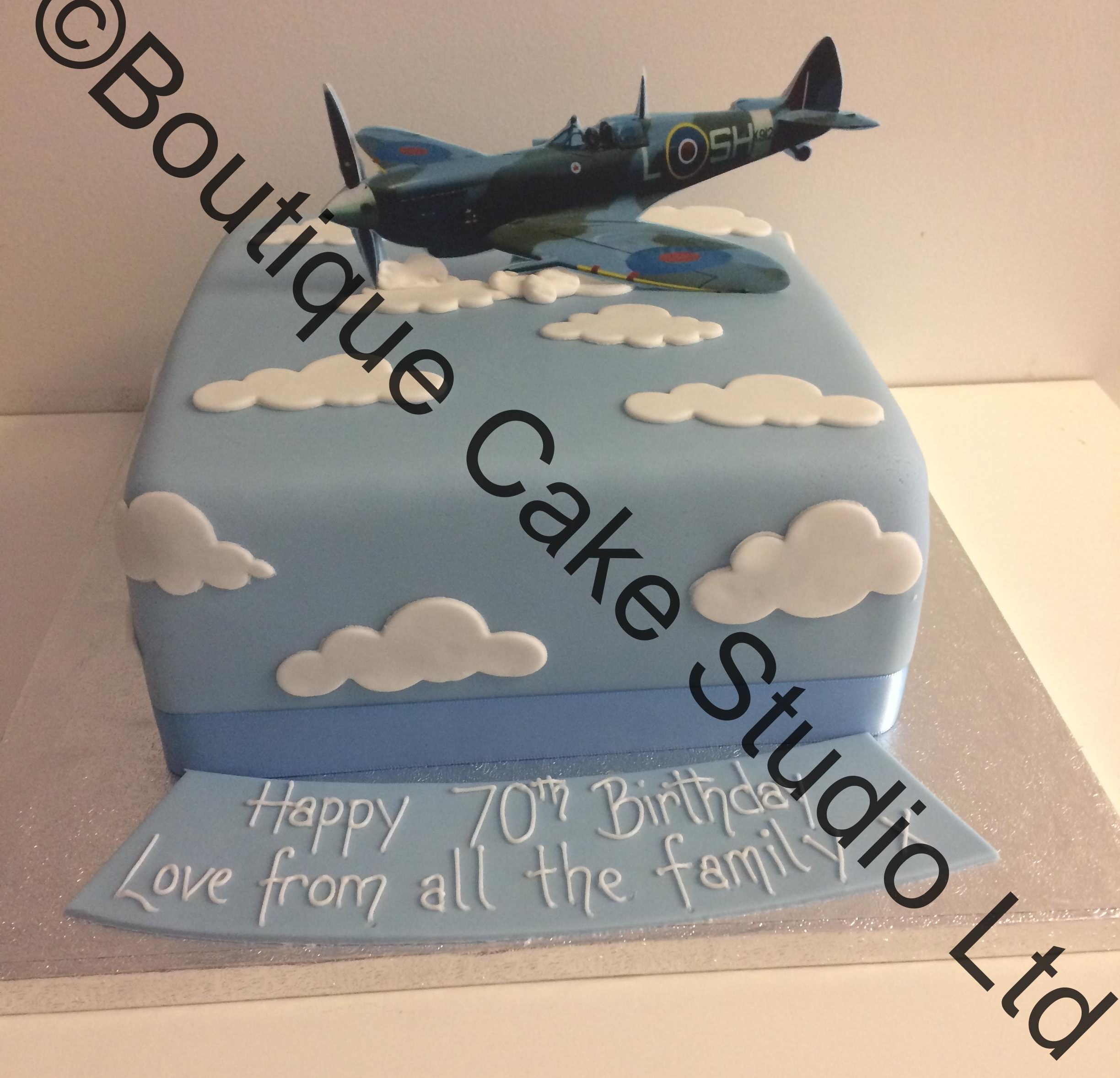 Spitfire themed printed picture cake