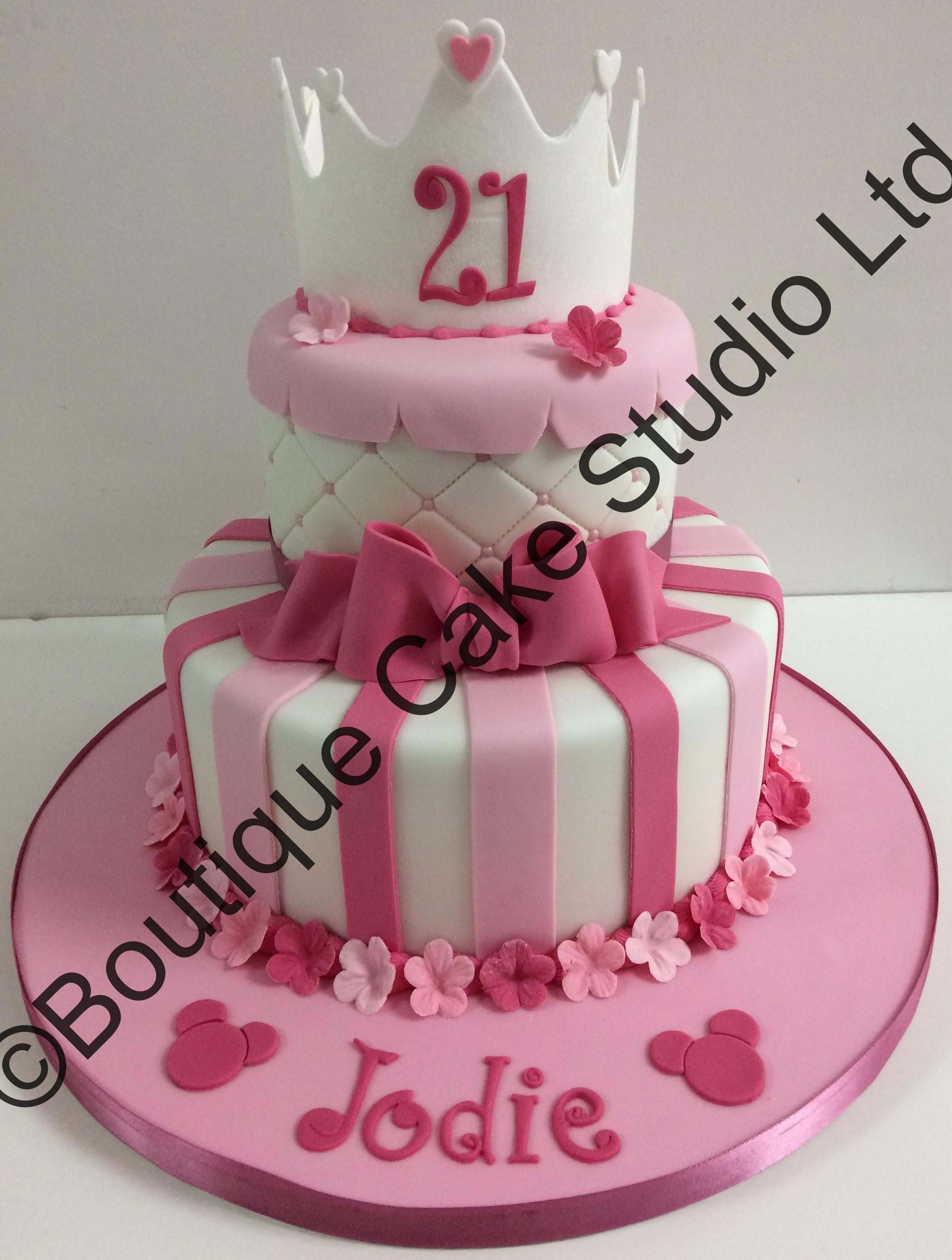 Stripes, Bow and Crown Stacked Cake