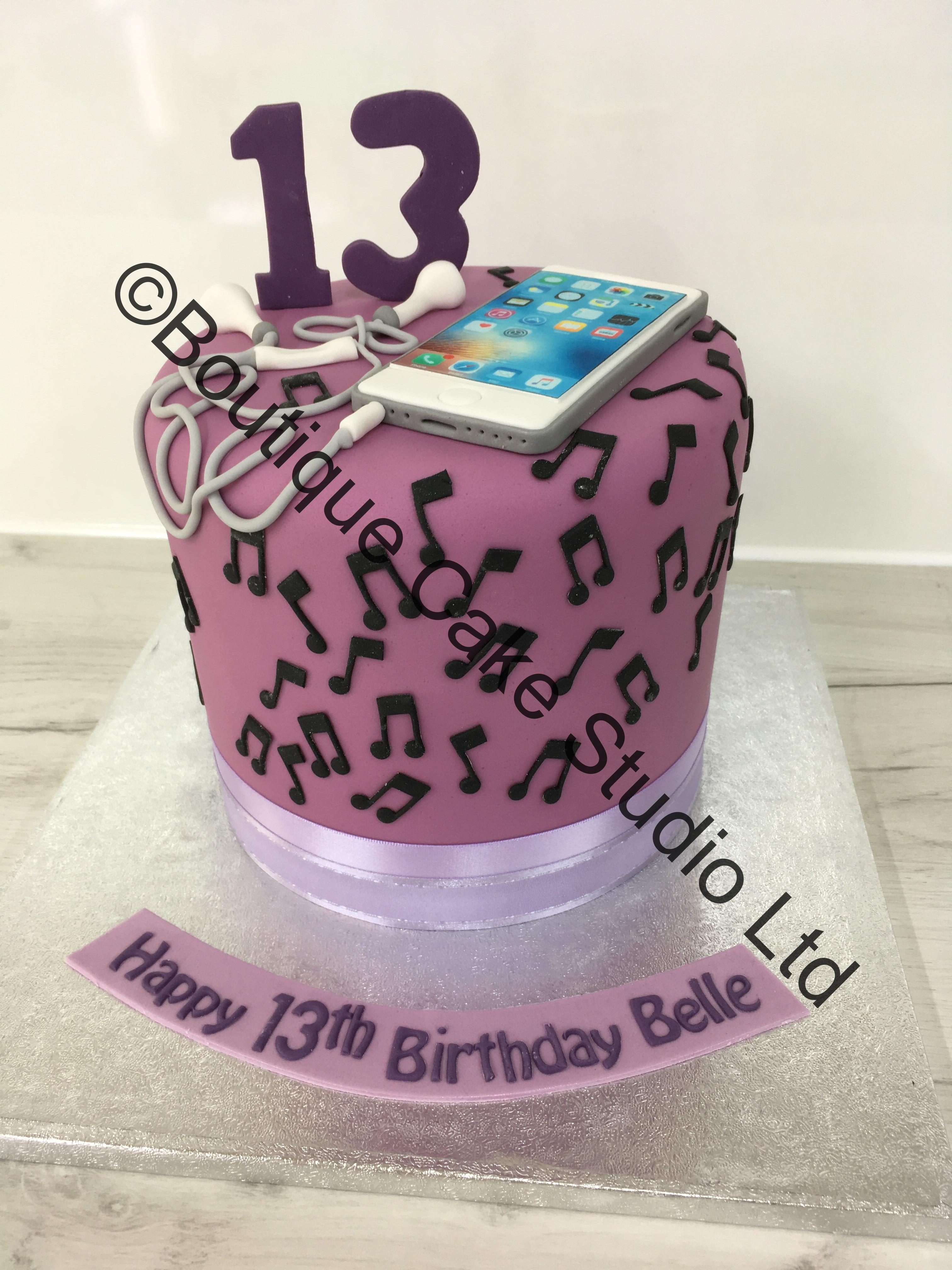 I Phone cake with sugar numbers and music