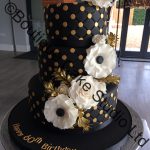 Black and Gold Dots Stacked Cake