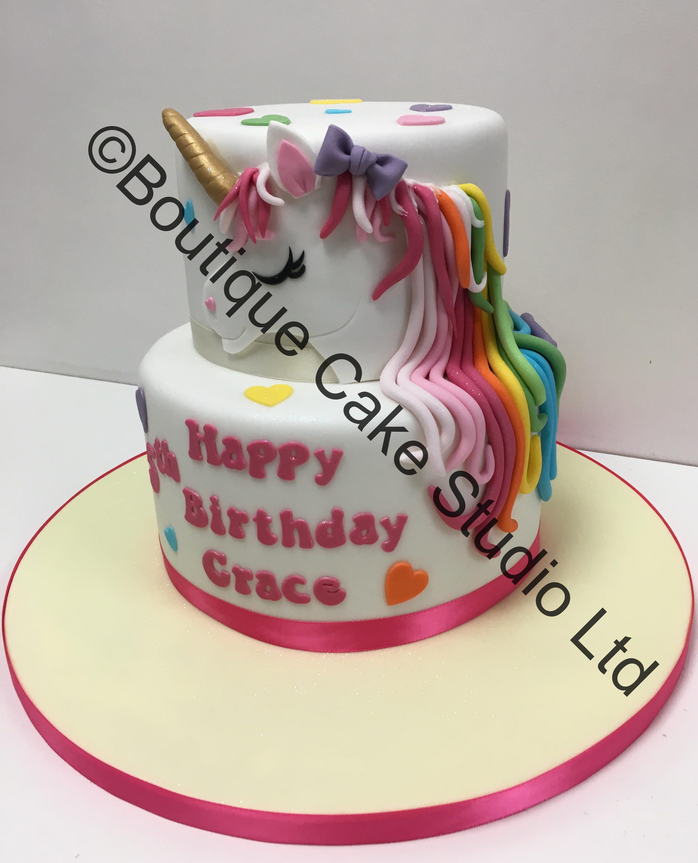 Rainbow Mane Unicorn Cake
