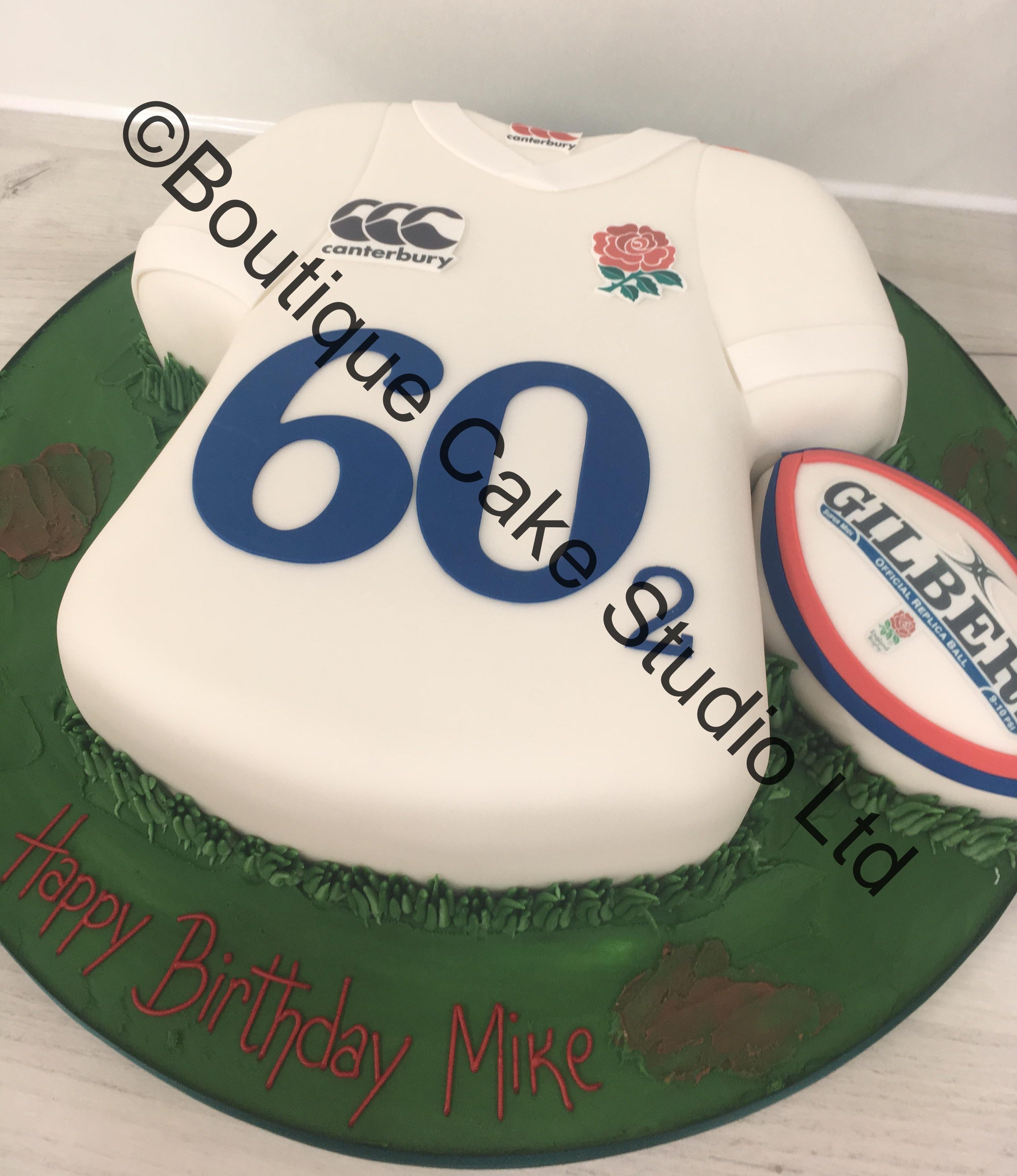 England Rugby Shirt Cake with larger ball