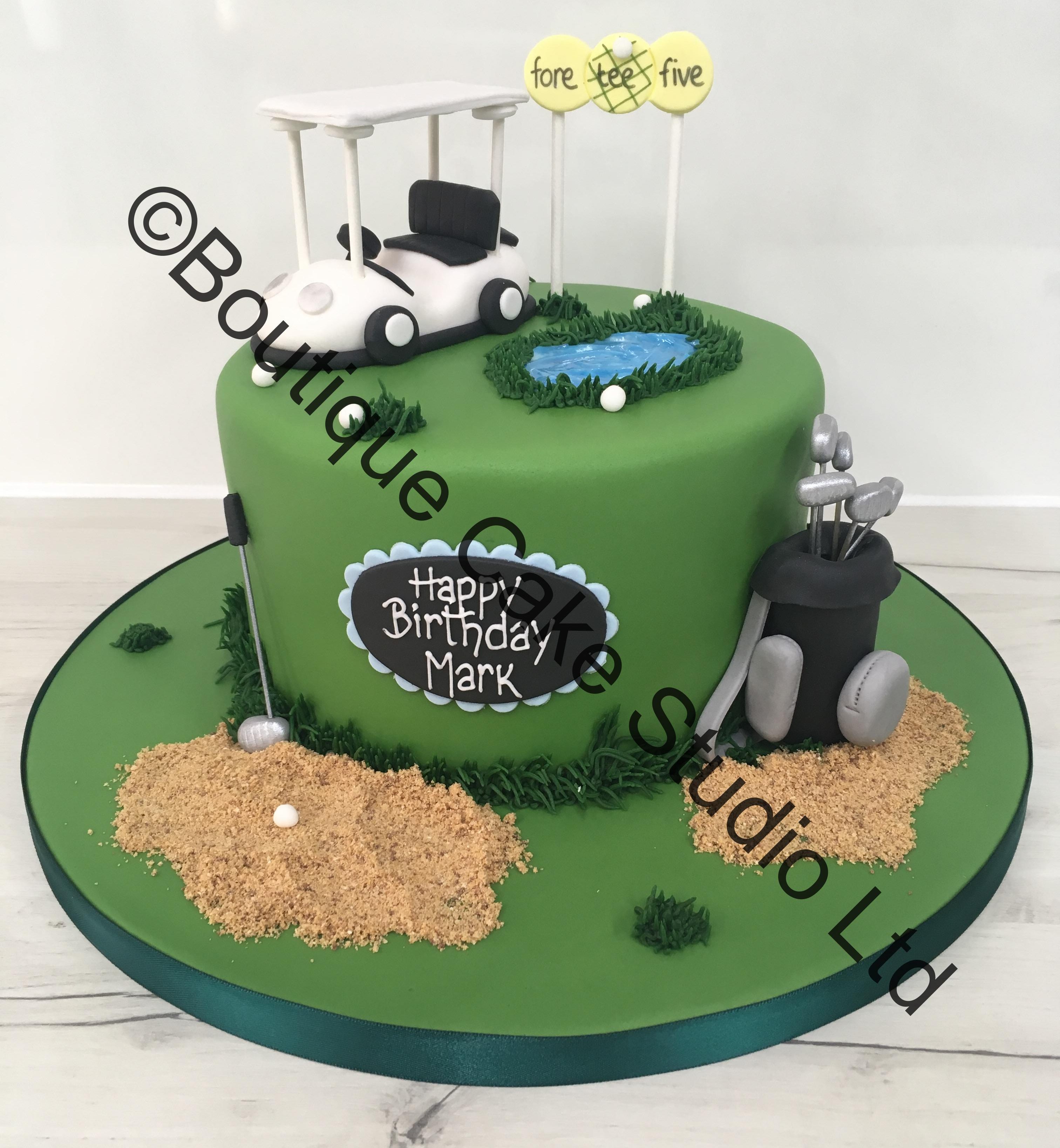 Golf themed cake with Buggy