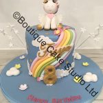 Pastel Rainbow Cake with Unicorn Model