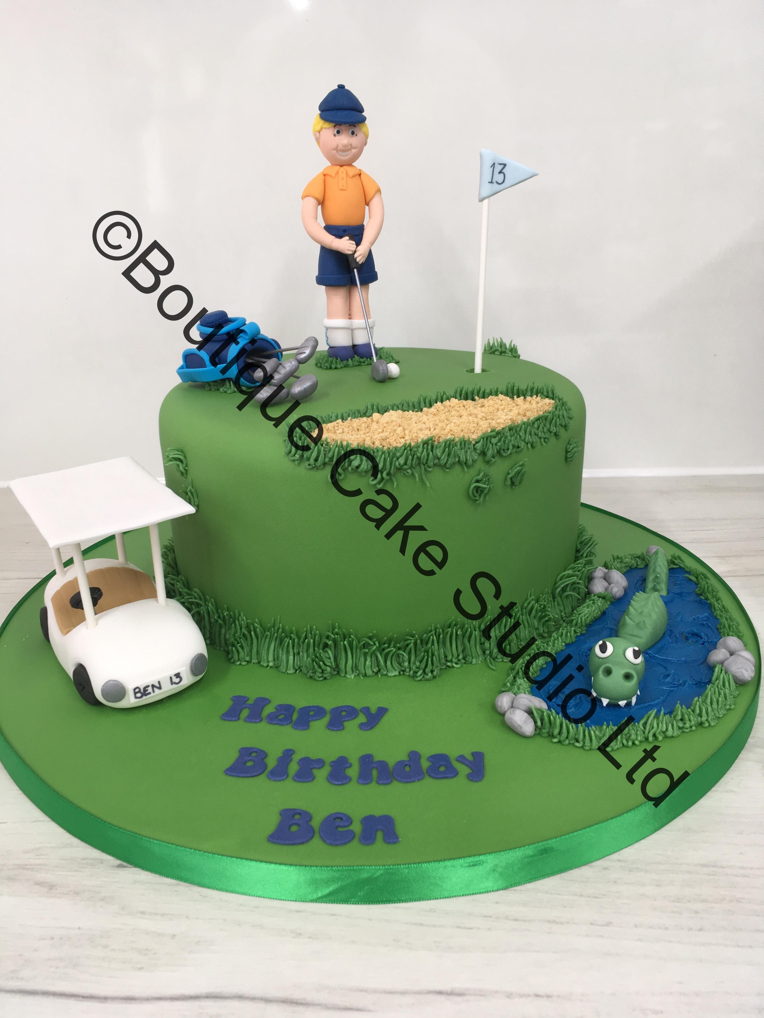 Golf themed cake with models