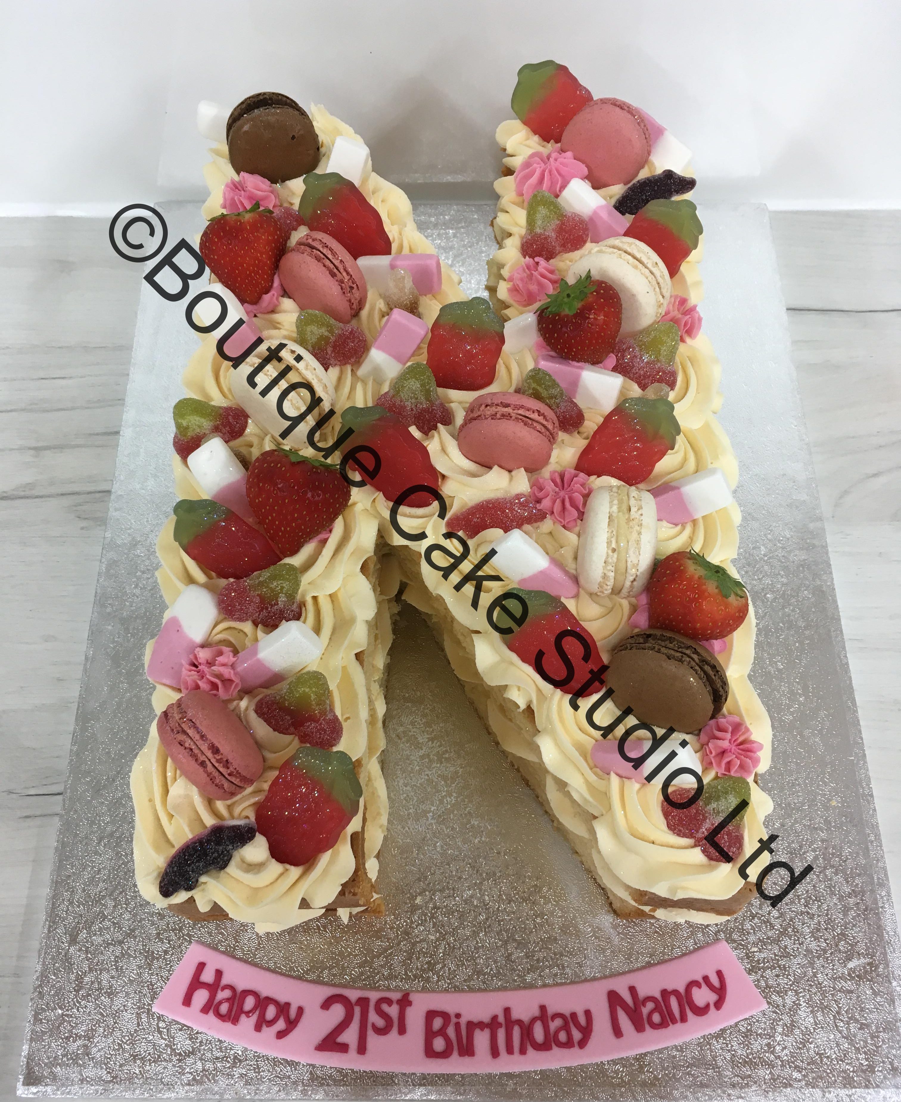 Naked Letter N Cake with sweets