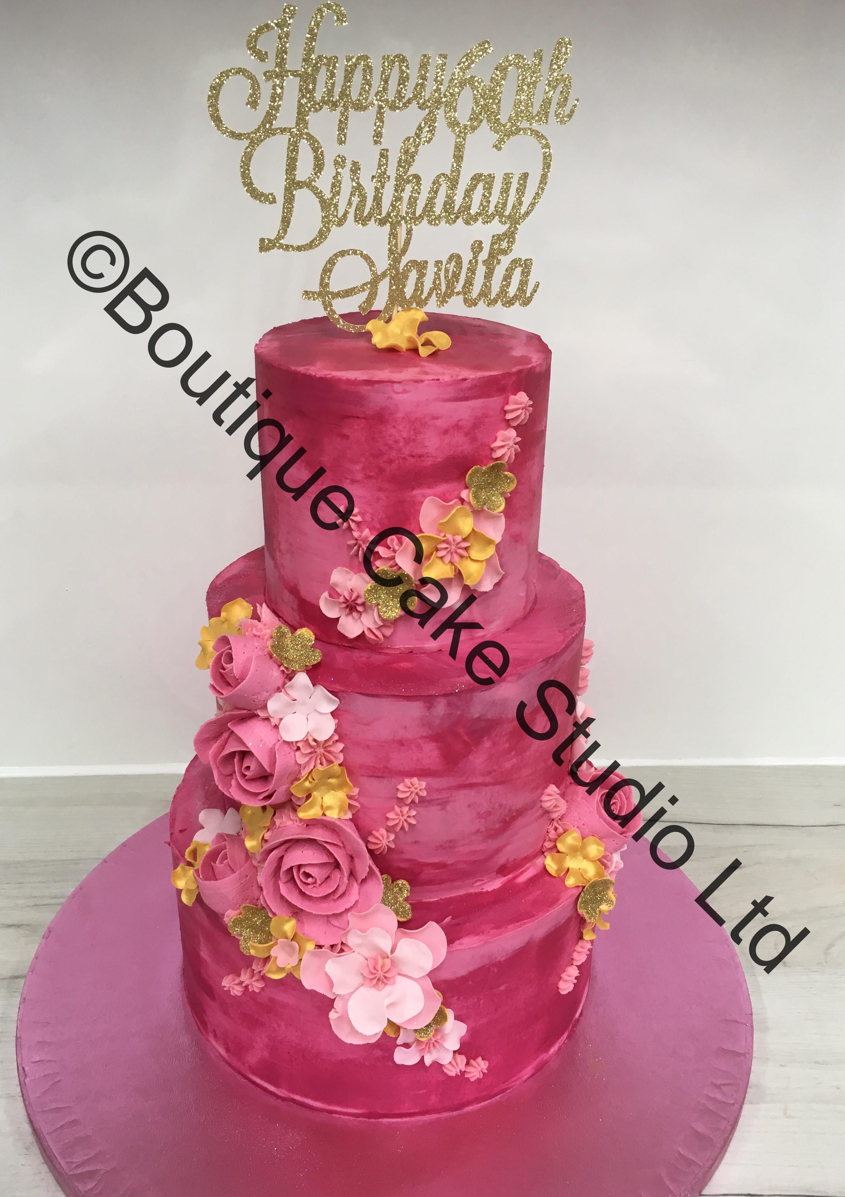Pink Stacked Buttercream Cake