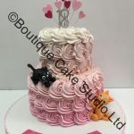 2 tier Buttercream Swirl Cake with Cats