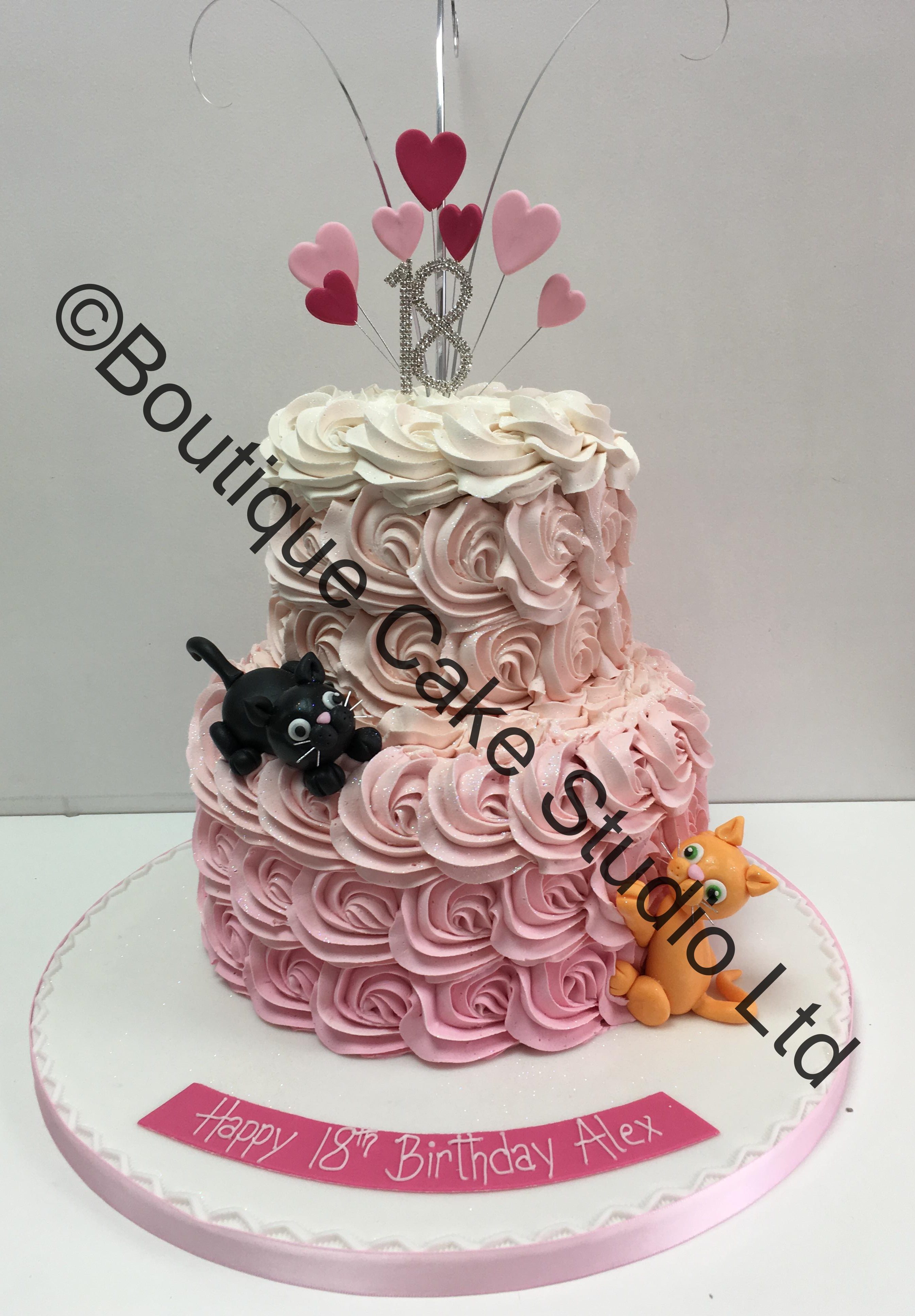 2 tier Buttercream Swirl Cake with Cats
