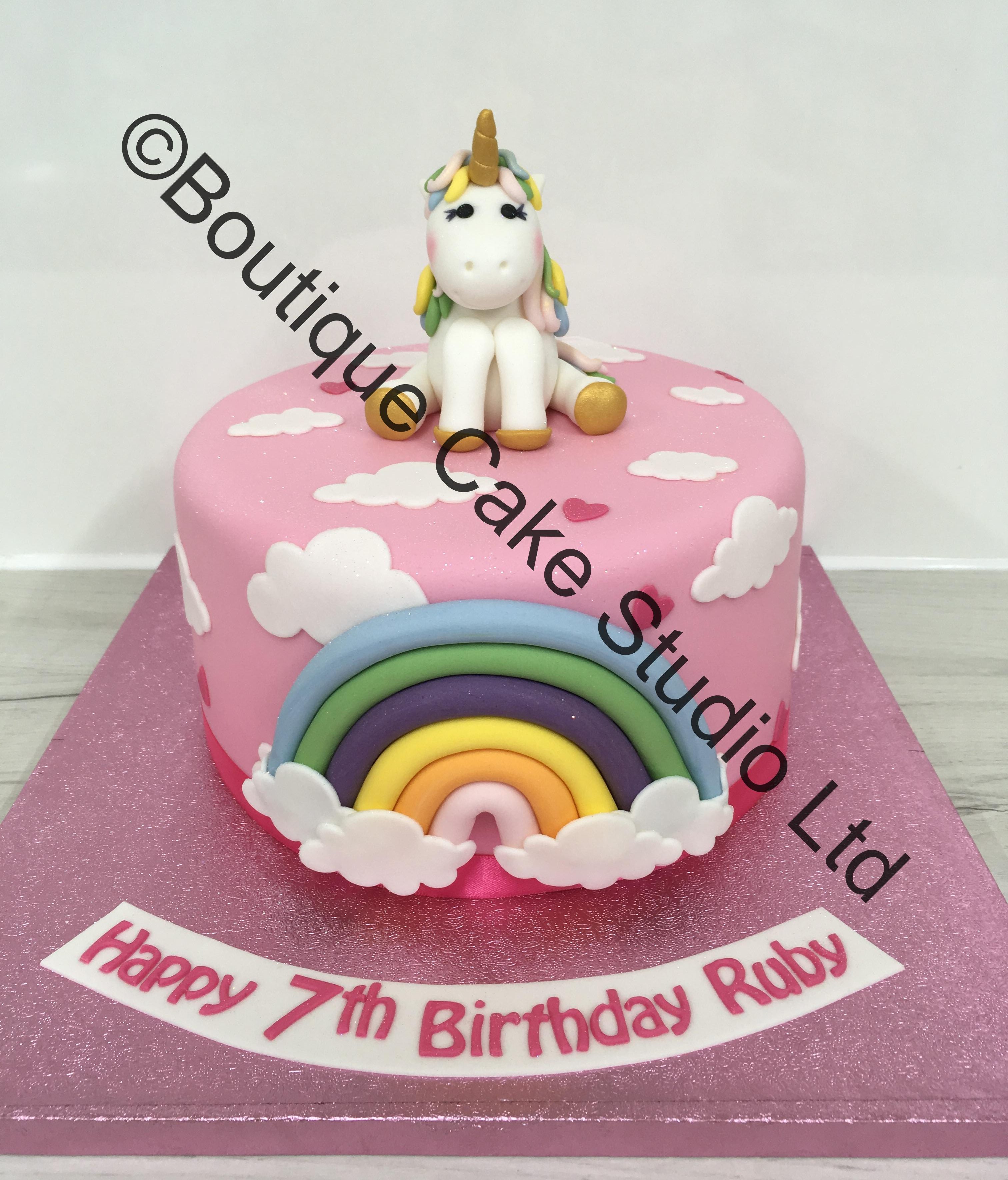 Unicorn with Rainbow Cake
