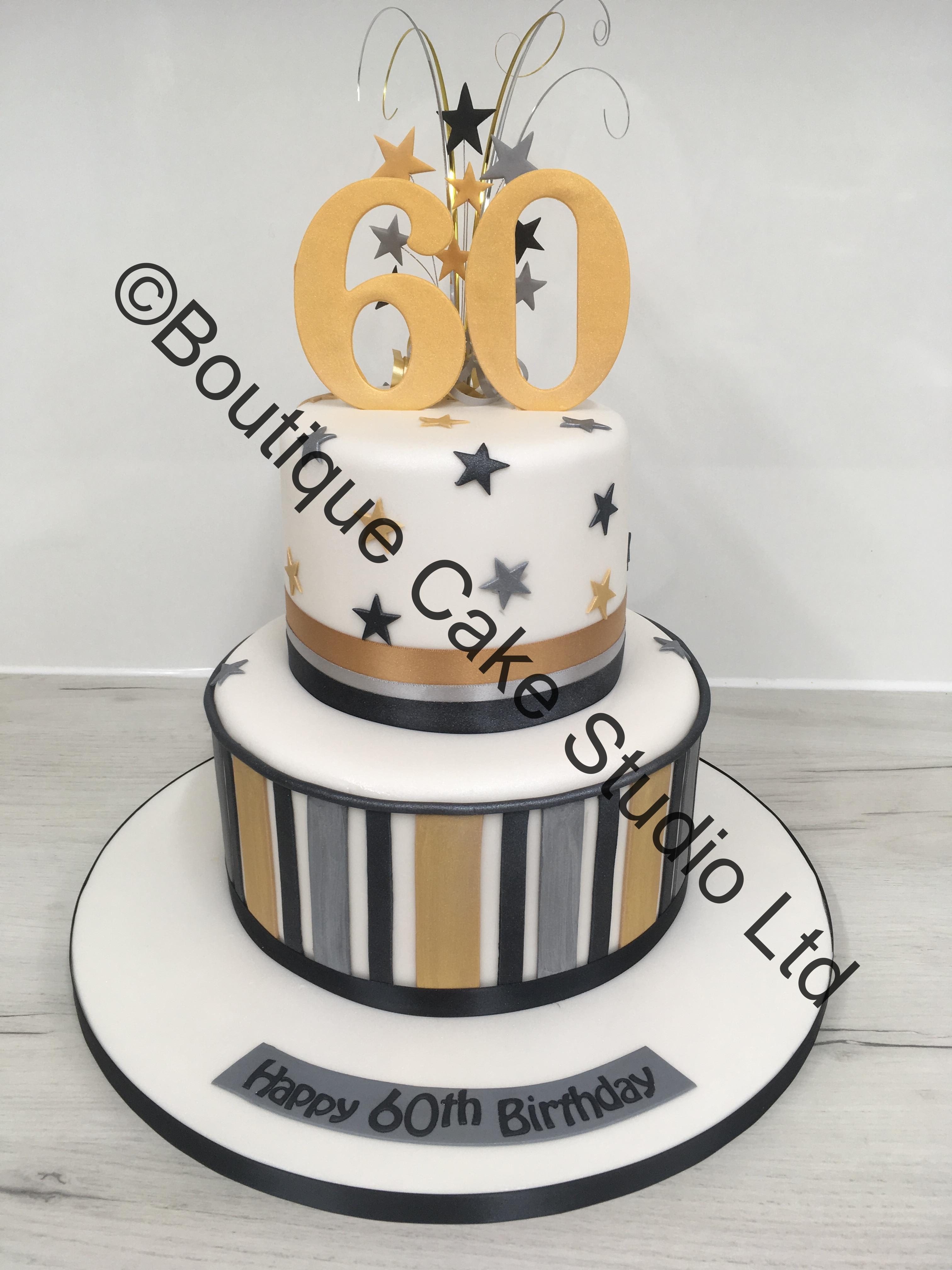 Black, Gold and Silver themed Stacked Cake