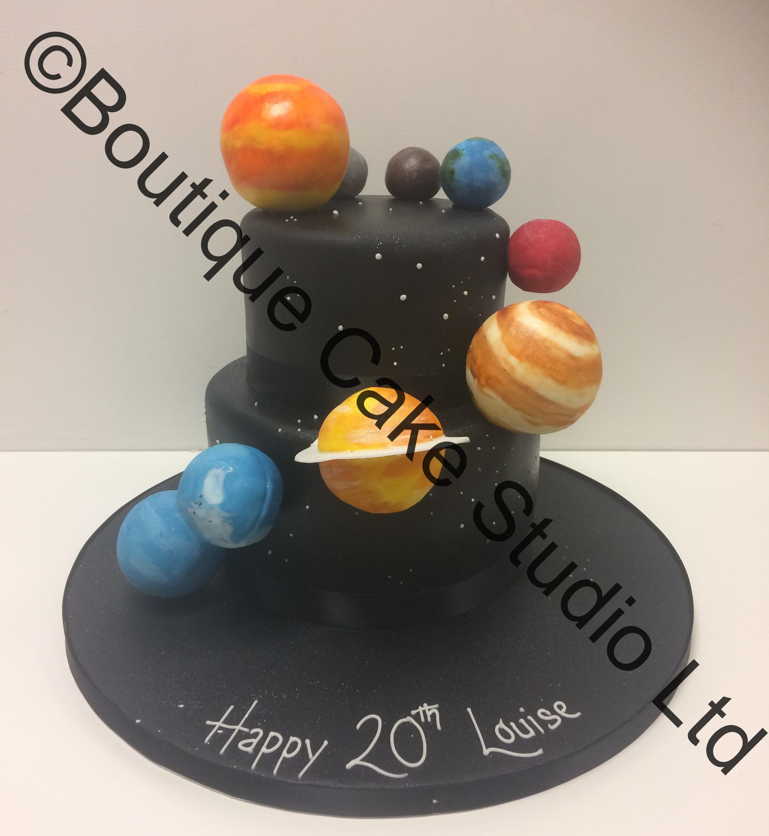 Space themed stacked cake