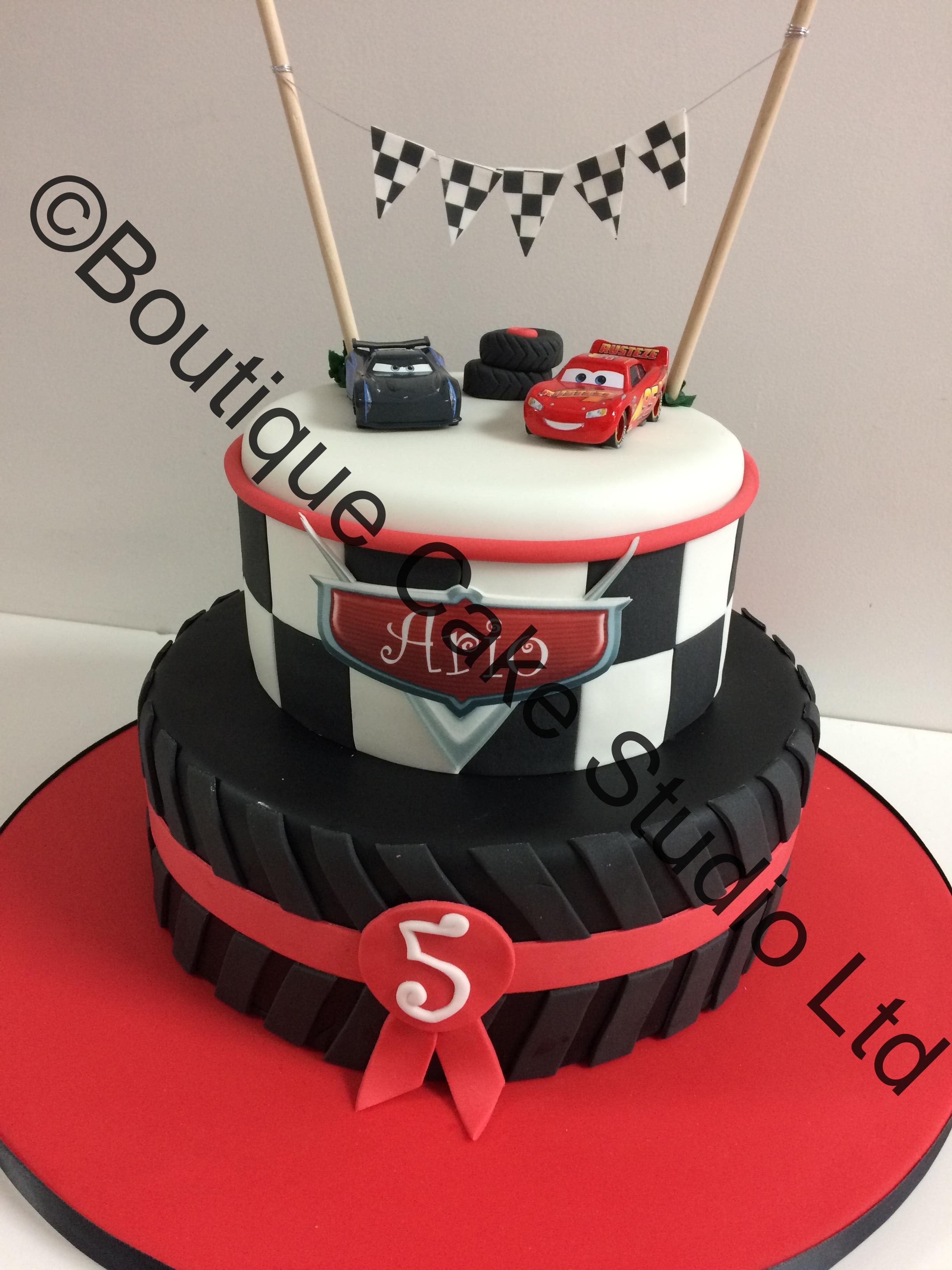 Cars themed Cake with a tyre