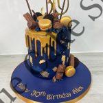 Navy & Gold Drip Cake