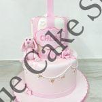 Pink First Birthday Stacked Cake